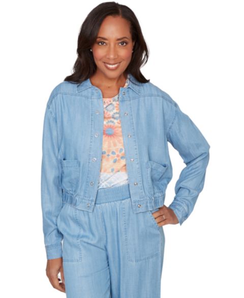 Женские куртки Alfred Dunner Petite Beachcomber Casual Elastic Shirt Jacket
