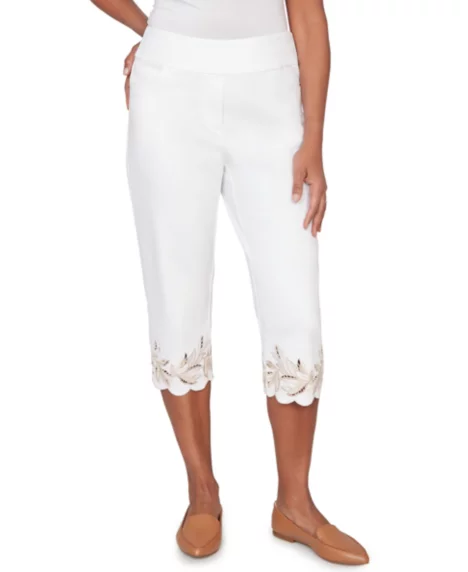 Petite Natural WonderLeaf Cut Out Super Stretch Capri Pants - White