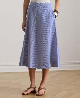 Lauren Ralph Lauren - Petite Noldin Striped Paneled Broadcloth Skirt