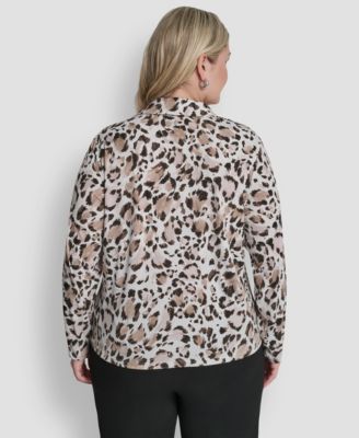 Plus Size Long-Sleeve Knot Front Top