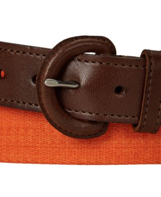 Men's Webbed Cotton & Leather Belt