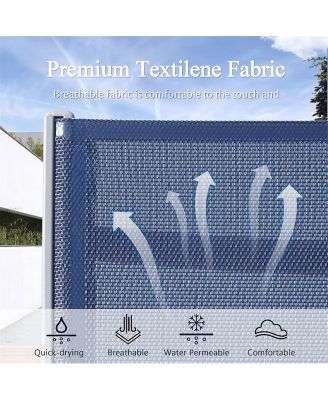 Costway Chaise Lounge Outdoor Set of 2, Woven Stackable Aluminum Frame Stationary Chaise Lounge Chair with Blue Woven Seat