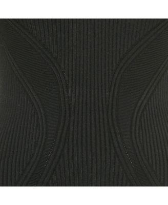 Women's Black Rib Knit Cut-Out Bodycon Dress
