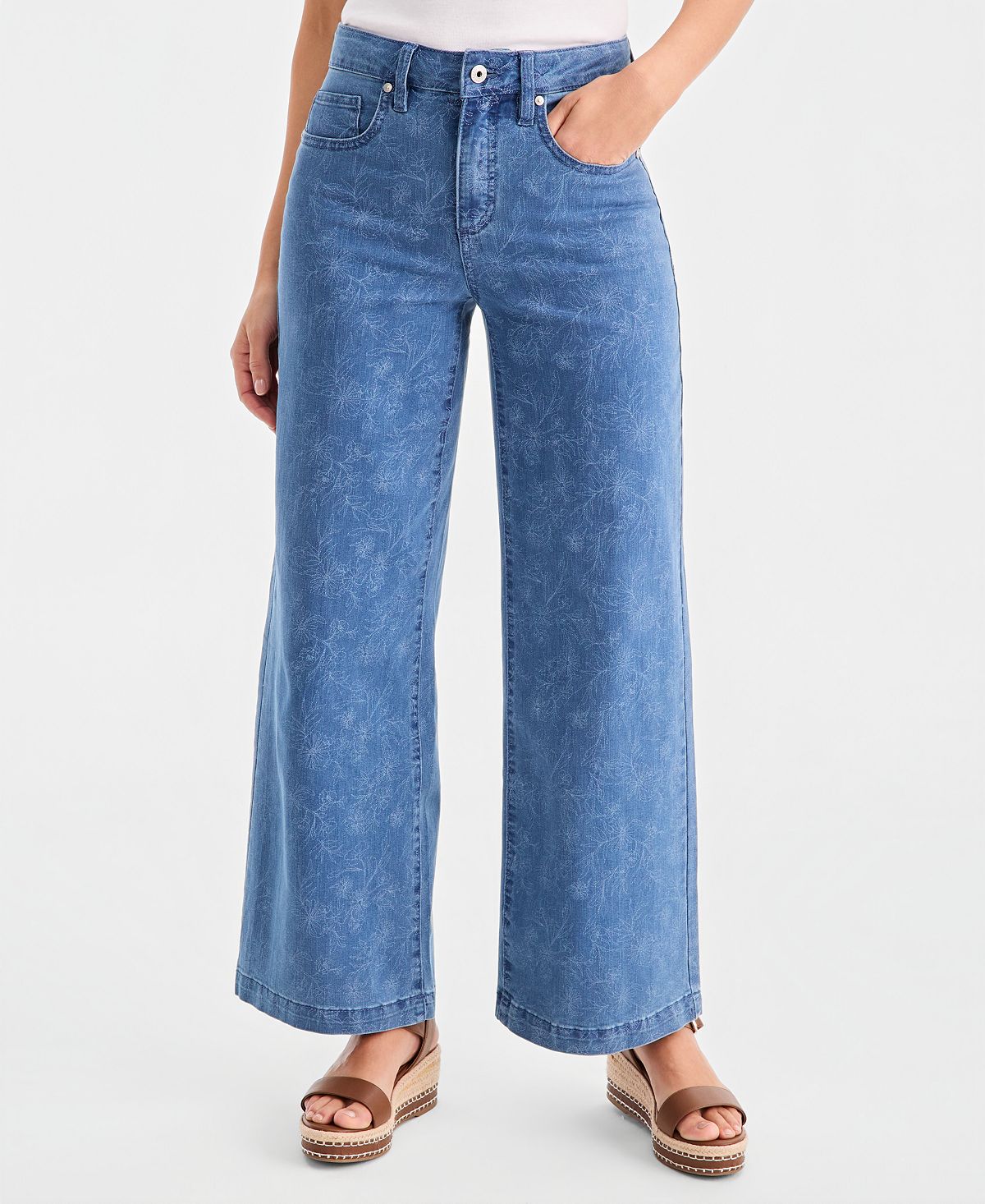 Style & Co Petite High-Rise Printed 5 Pocket Jeans, Macy's Exclusive view 1 — MAYCSS fashion products