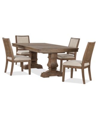 Alverton 5-Pc. Wood Rectangular Table and Upholstered Side Chairs Dining Set