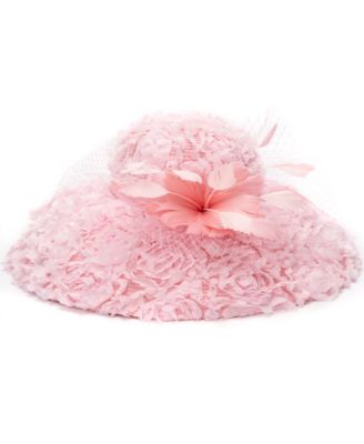 Rosette Overlay Wide Brim Hat