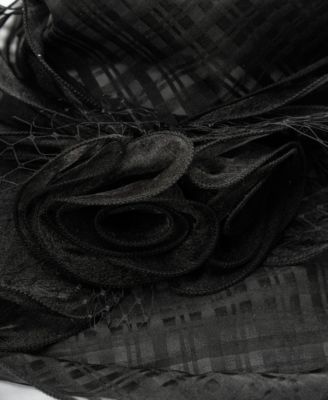 Textured Organza Rosette Wide Brim Hat