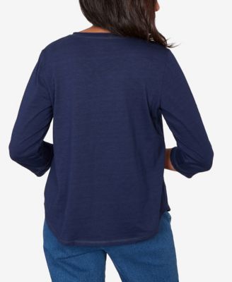 Petite Austin Diamond Geometric Heat Set Knit Top