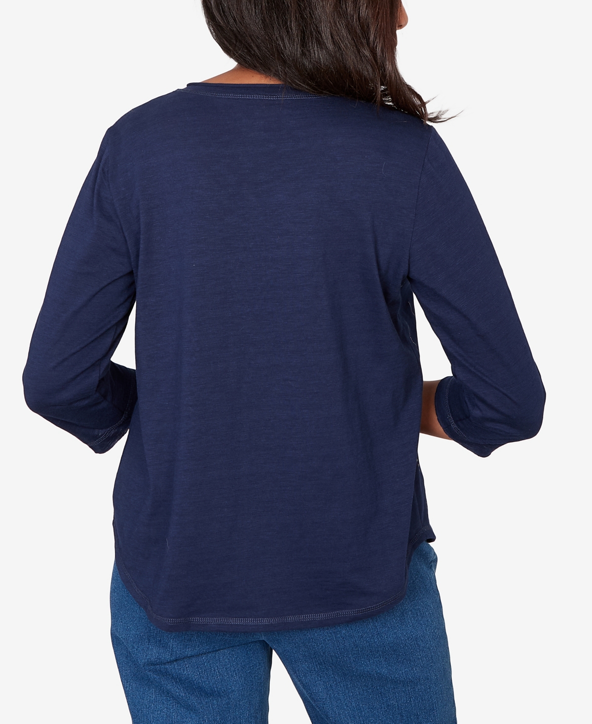 Alfred Dunner Petite Austin Diamond Geometric Heat Set Knit Top