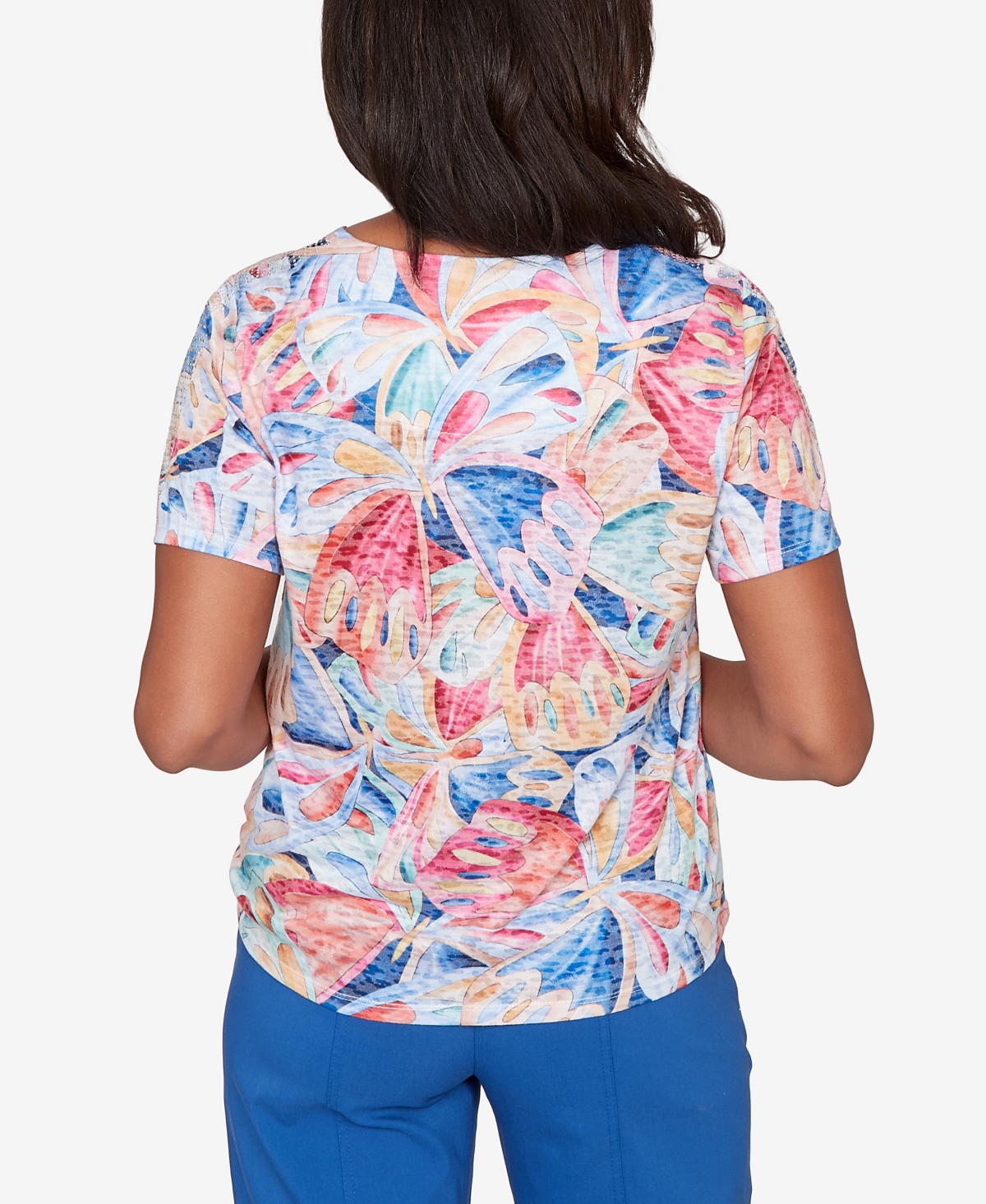 Alfred Dunner Petite The Royal Treatment Butterfly Wing Tie Front T-shirt
