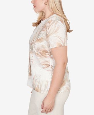 Petite Natural Wonder Feather Print Short Sleeve T-shirt