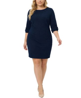 Plus Size 3/4 Sleeve Textured Knit Dress