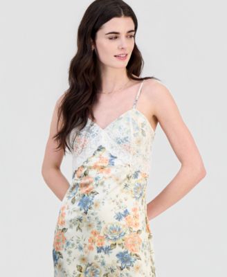 Juniors' Lace-Trim Floral Midi Dress