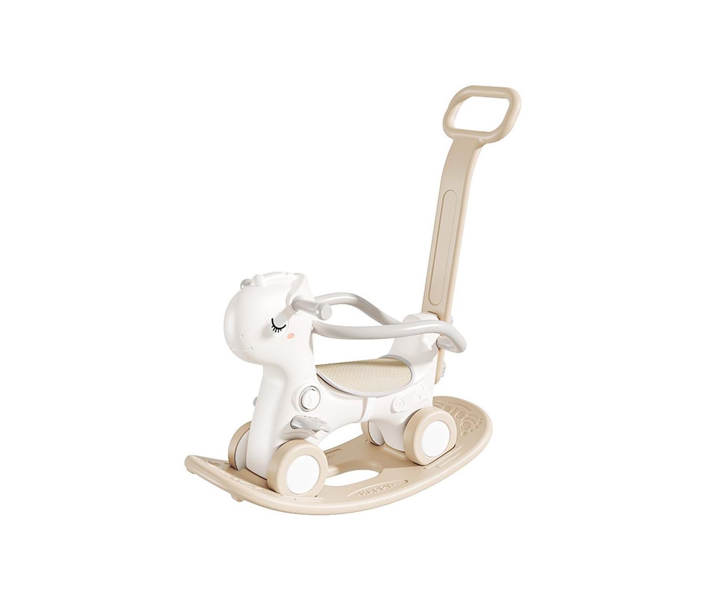 Детская игрушка Bruce & Shark 4-in-1 Musical Rocking Horse, Converts to Ride-On, Walker & Balance Board, 80 lbs, Ages 1+, цвет: Коричневый — фото 1