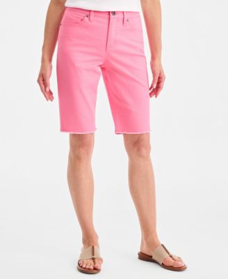Women's Mid-Rise Raw-Edge Bermuda Jean Shorts