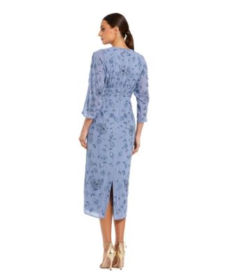 Women's Floral Embellished Georgette Blouson Midi Dress
