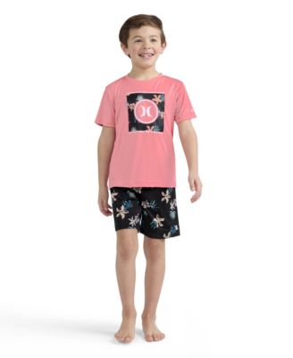 Boys' 4-7 Tropical Floral Swim T-Shirt and Shorts, 2-Piece Set