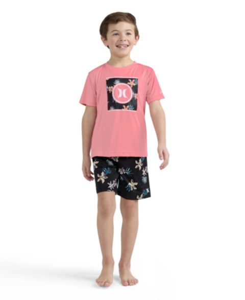 Купальники Hurley Boys' 4-7 Tropical Floral Swim T-Shirt and Shorts, 2-Piece Set