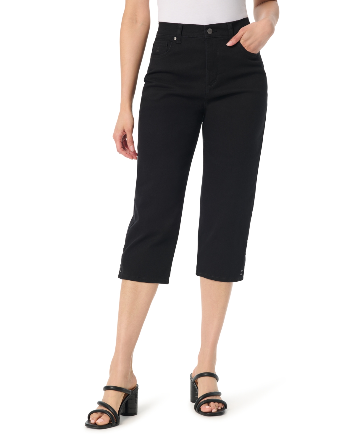 Gloria Vanderbilt Women's Amanda Printed Slit Capri Jeans