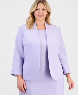 Plus Size Jacquard Open-Front Jacket Dress Suit