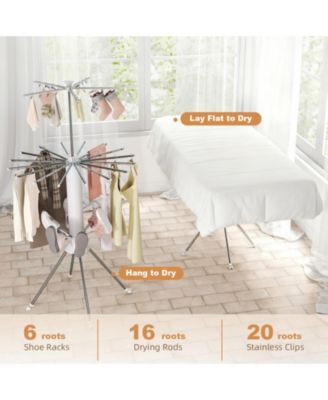 No-Assembly Foldable Clothes Drying Rack with Wheels, Double-Layer Heavy-Duty Laundry Stand for Indoor & Outdoor Use