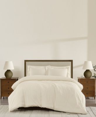 Solid Cotton Percale 3-Pc. Duvet Cover Set, King