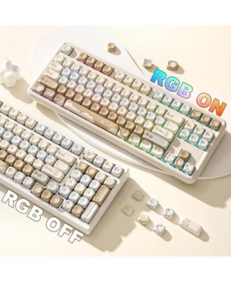 132 Keys MOA Keycaps, Dye-Sublimation PBT Custom Keycap Set, Cute Bear Customized Pattern Keycaps for MX Switches Mechanical Gaming Keyboard
