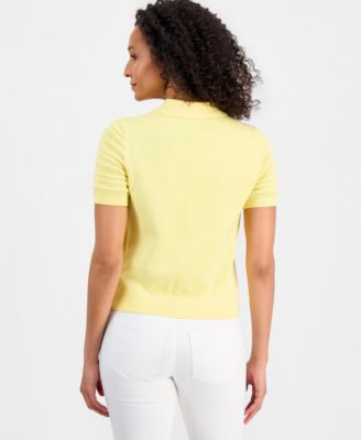 Women's Pointelle Knit Cardigan Polo Sweater