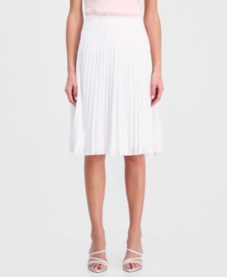 Women's Solid-Color Pleated Chiffon Midi Skirt