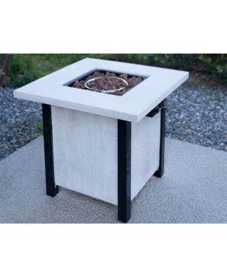 28 Inch Square Outdoor Propane Fire Pit Table 50000 BTU CSA Certified Charcoal Grain 25 Inch H