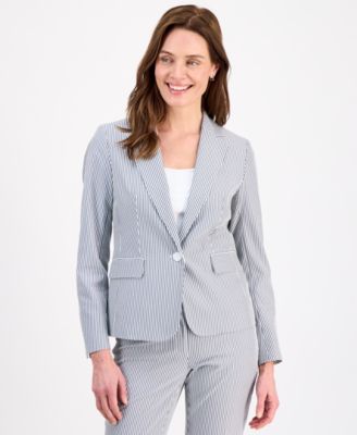 Women's Long-Sleeve Seersucker 2 Piece Pantsuit