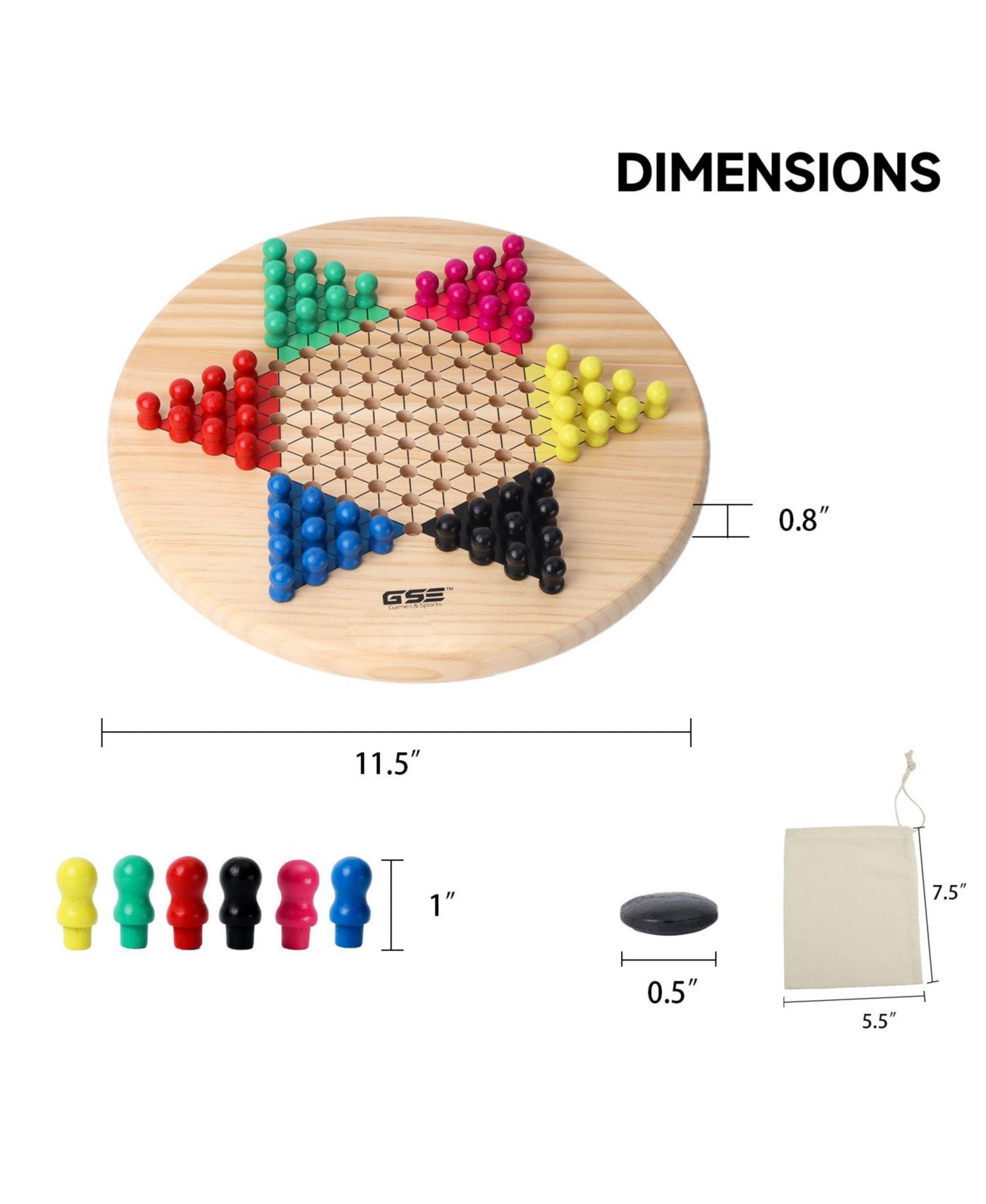 Детская настольная игра GSE Games & Sports Expert 2-in-1 Chinese Checkers and Gobang Board Game, Ages 6+ — фото 5