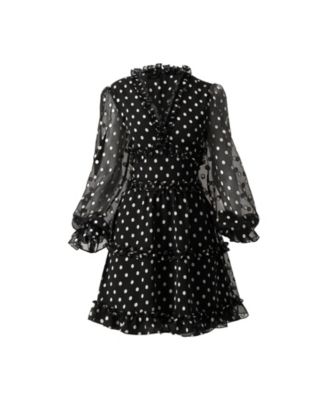 Women's Polka Dot Ruffled Short Dress
