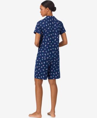 Women's 2-Piece Notch Collar Shirt & Bermuda Shorts Pajama Set