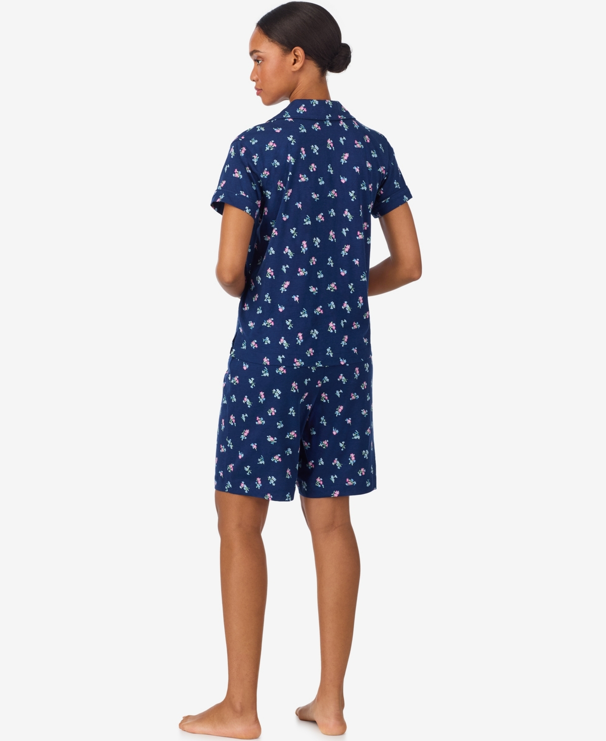 Lauren Ralph Women's 2-Piece Notch Collar Shirt & Bermuda Shorts Pajama Set