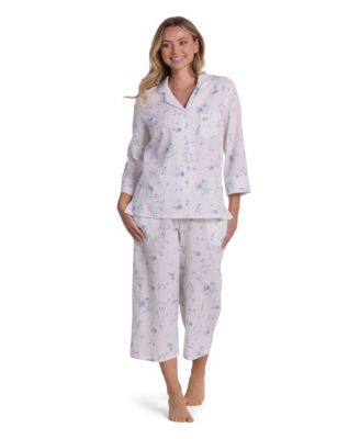 Women's Printed Long-Sleeve Top & Pajama Pants, 2-Piece Set