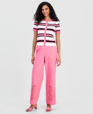 Women's Short-Sleeve Ribbed Cardigan