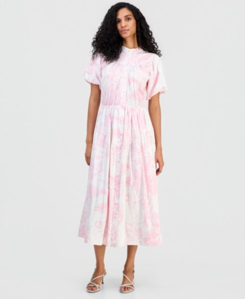 Женское платье T Tahari Puffed-Sleeve Shirtdress, цвет: Розовый