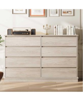 8-Drawer Dresser for Bedroom – Wide Oak Chest with Spacious Top, Modern Wooden Storage Organizer for Closet, Living Room, Hallway