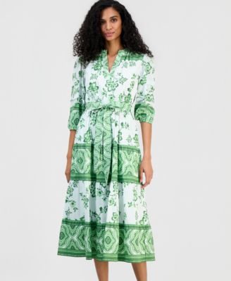 Women's Split-Neck Tiered Dress