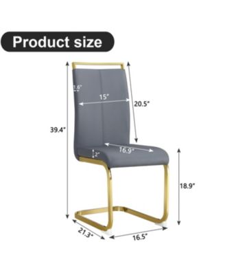 Modern Gray PU Leather Dining Chairs (Set of 2)