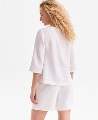 Women's 3/4-Sleeve 100% Linen Blouse