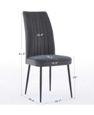 Dark Grey Velvet Dining Chairs - Set of 2, Adjustable Feet