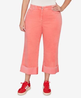 Plus Size Sunwashed Cuffed Colored Ankle Jean