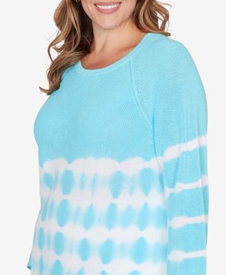 Plus Size Tie Dye Cotton Raglan Sweater