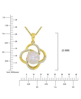 Diamond (3.85 ct. t.w.) & Imitation Pearl Flower Necklace in 14k Yellow Gold Over Sterling Silver