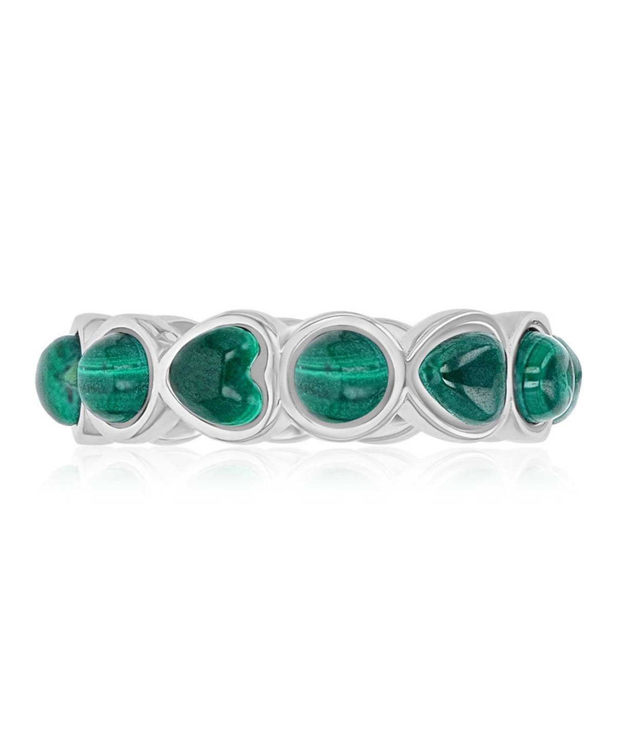 Macy's Malachite (3 ct. t.w.) Alternate Band Ring in Rhodium Over Sterling Silver - White