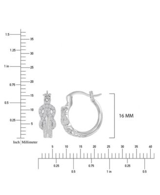 Cubic Zirconia (0.74 ct. t.w.) Rhodium Over Sterling Silver Infinity Knot Huggie Earrings (Also in 14k Yellow Gold Over Sterling Silver)