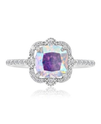 Aurora Borealis (4.37 ct. t.w.) & Cubic Zirconia (4.37 ct. t.w.) Cushion Ring