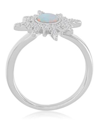 Opal and Cubic Zirconia (0.288 ct. t.w.) Starburst Ring